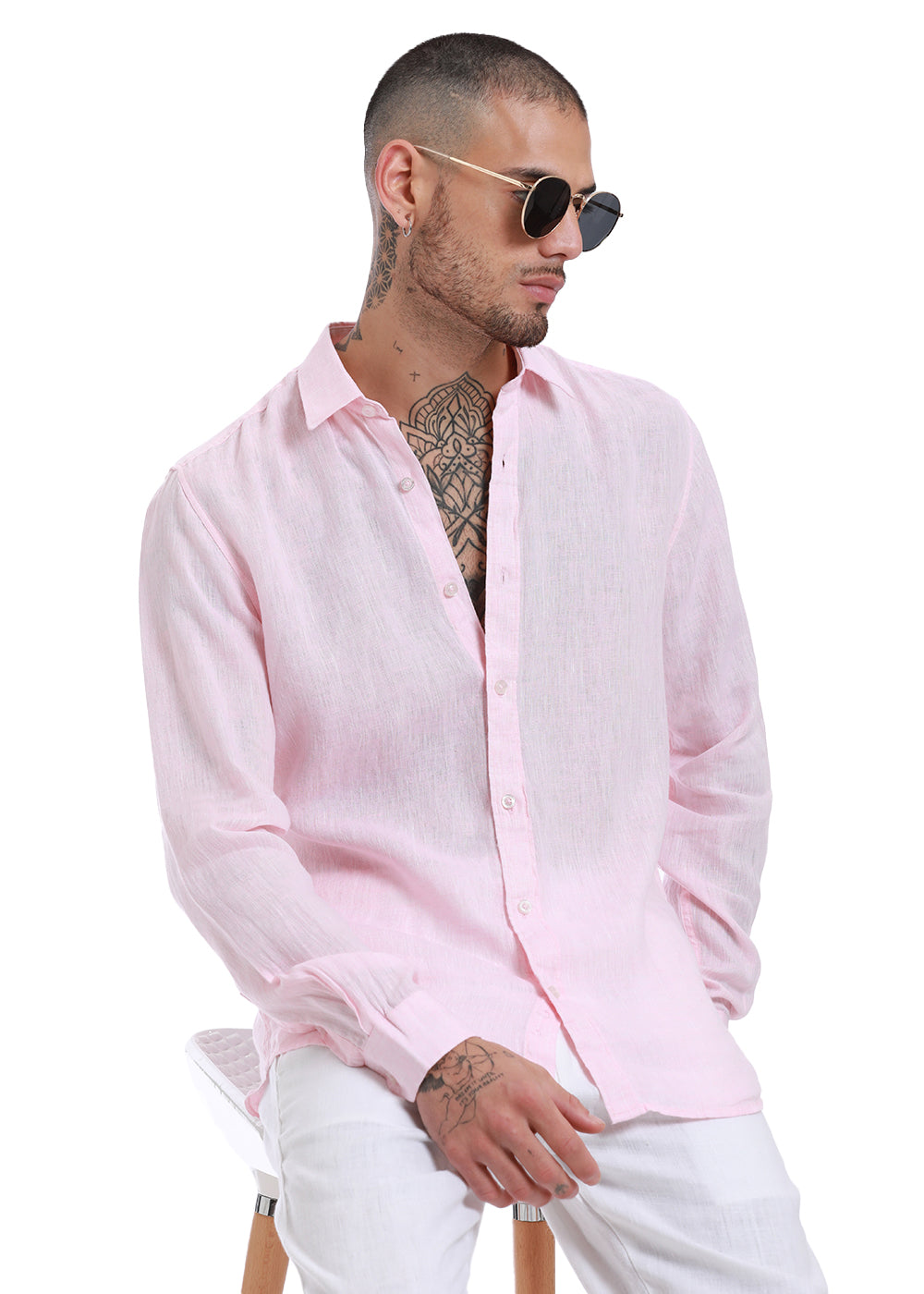 Pastel Pink Linen Shirt