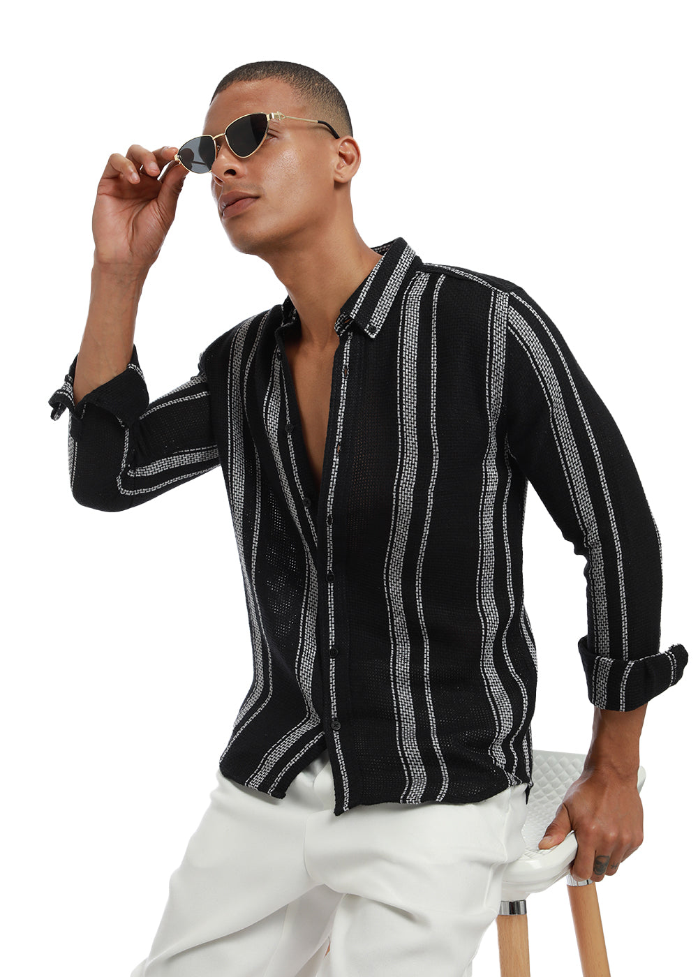 Aspect Black Striped Shirt