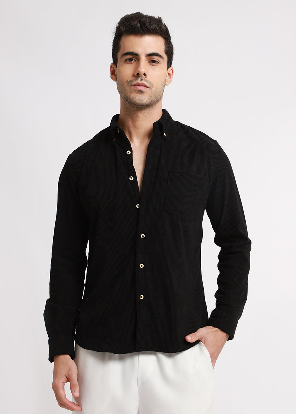 Rich Black Corduroy Shirt