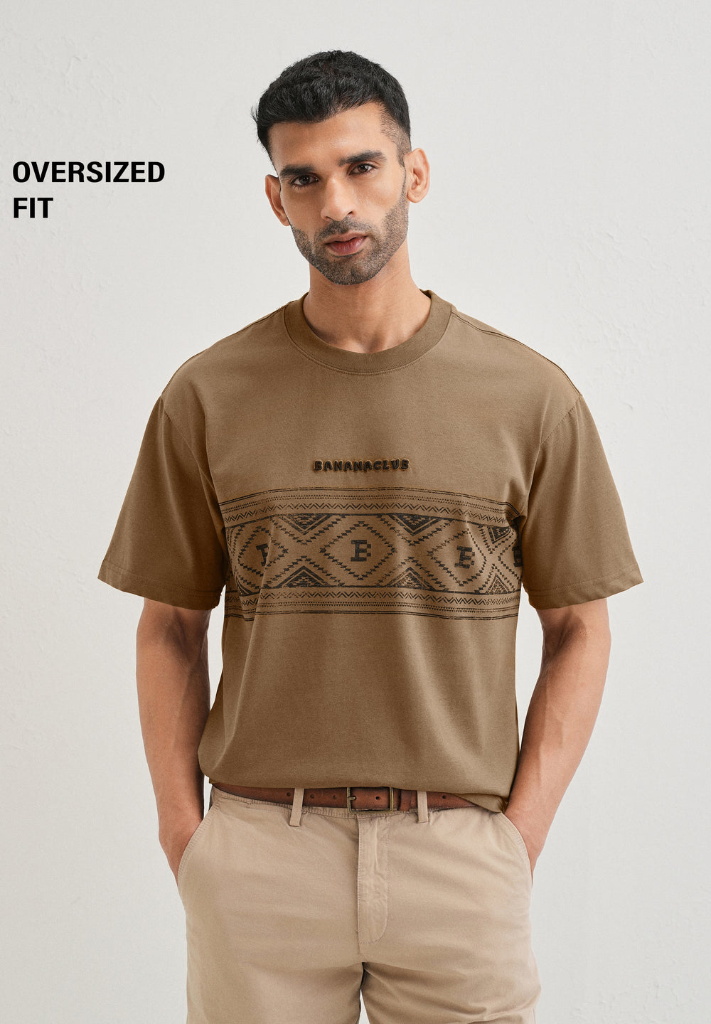 Olive Aztec Printed Oversized T-shirt
