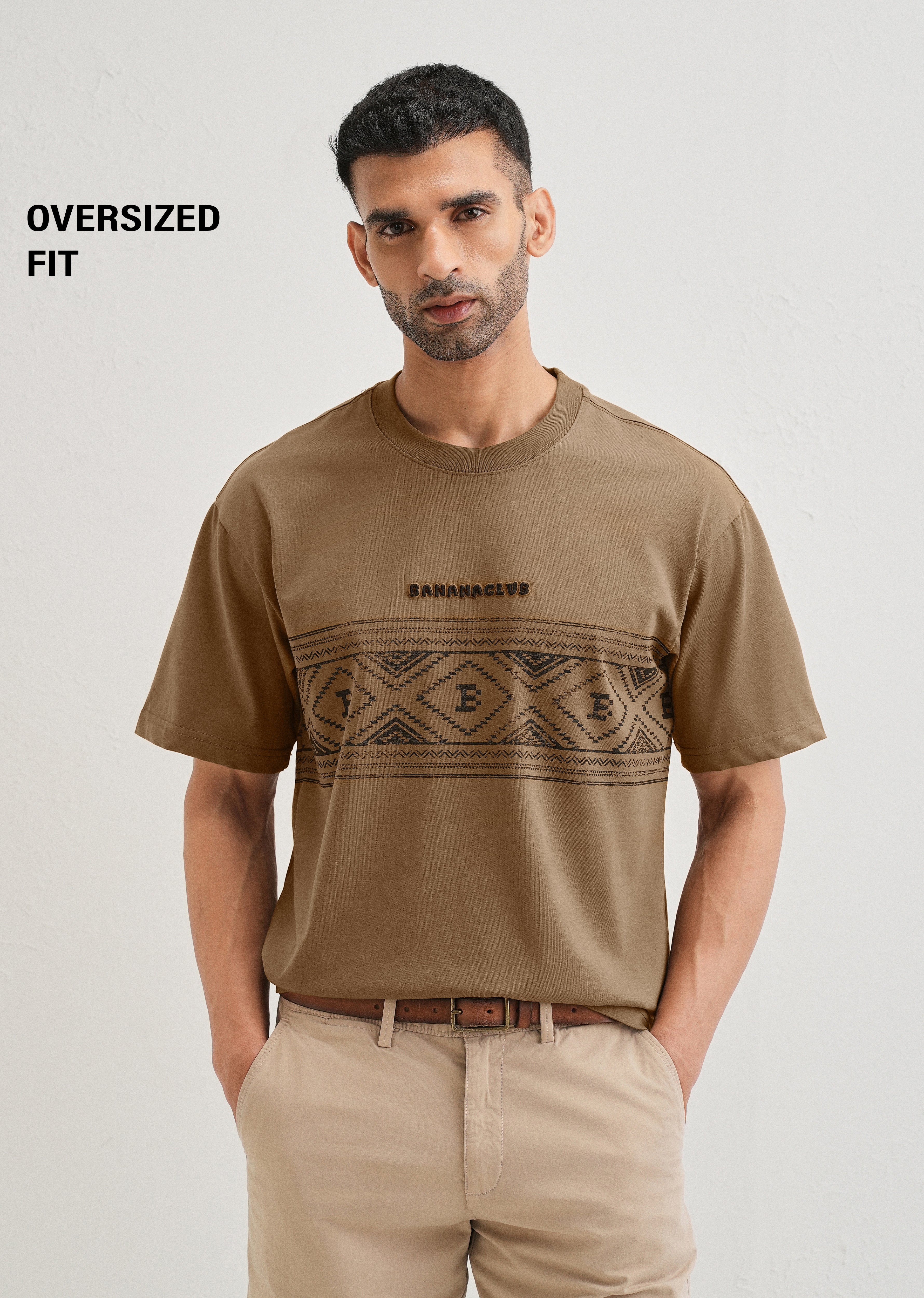 Olive Aztec Printed Oversized T-shirt