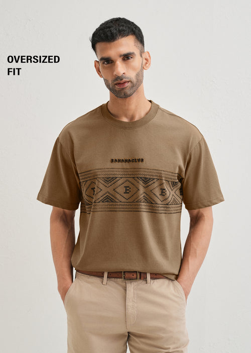 Olive Aztec Printed Oversized T-shirt