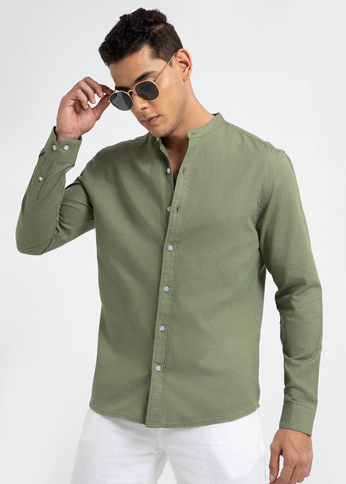 Kelly Green Cotton Linen Shirt