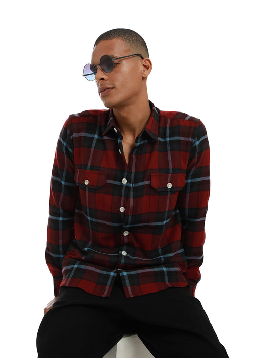 True red Brushed Cotton Check Shirt