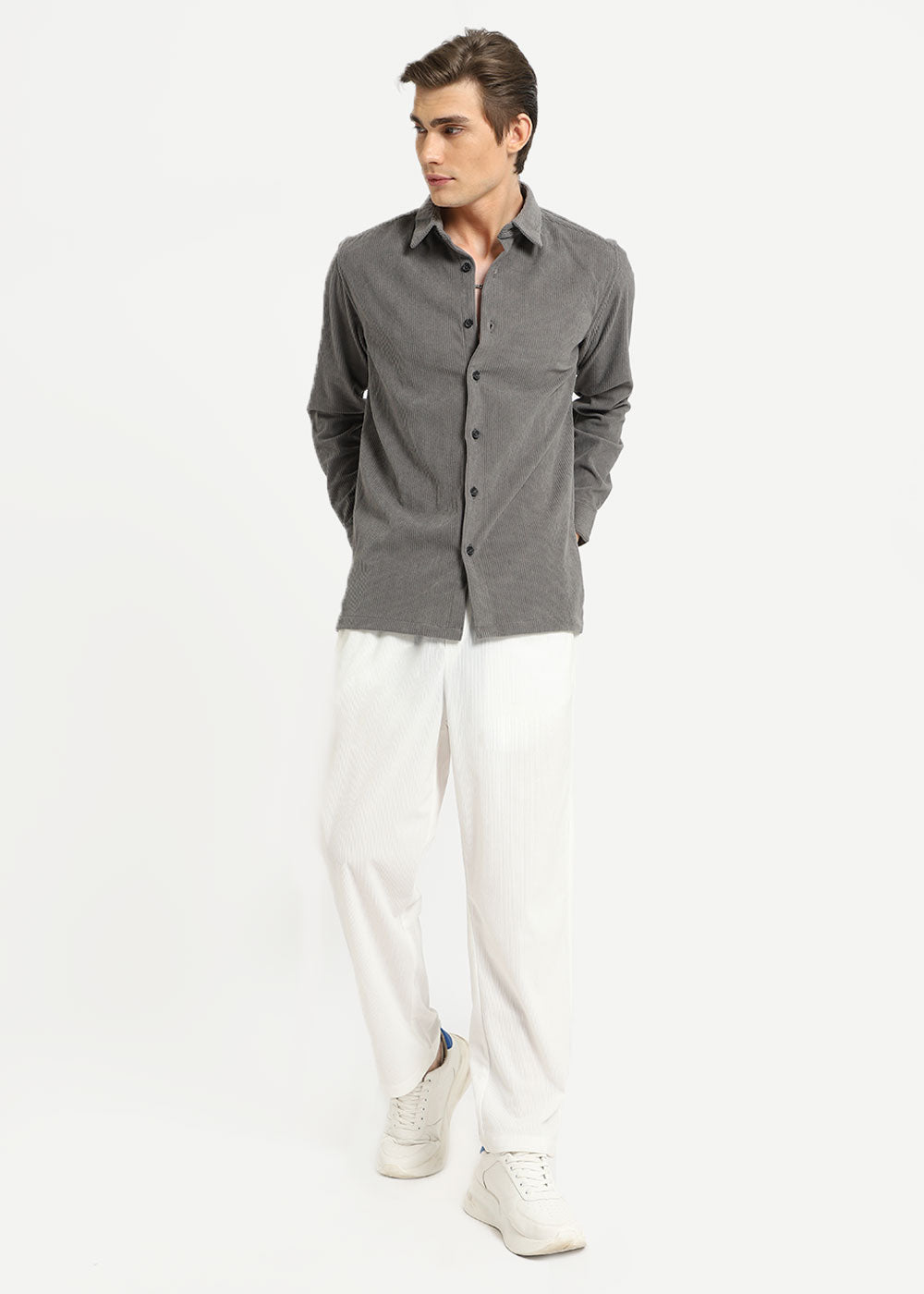 Light Grey Corduroy Shirt