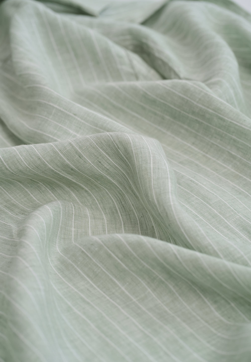 Mint Green Striped Pure Linen Shirt