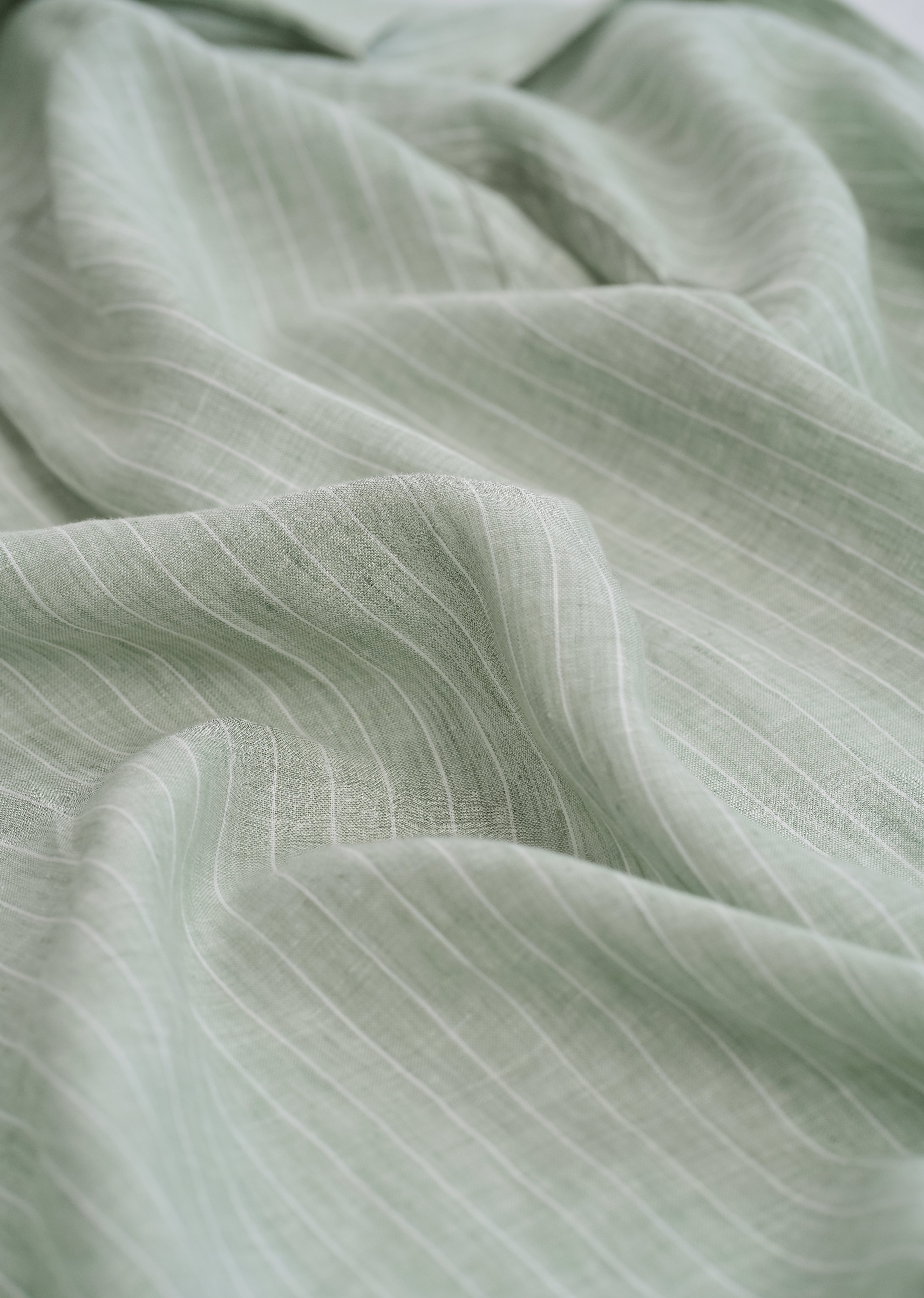 Mint Green Striped Pure Linen Shirt
