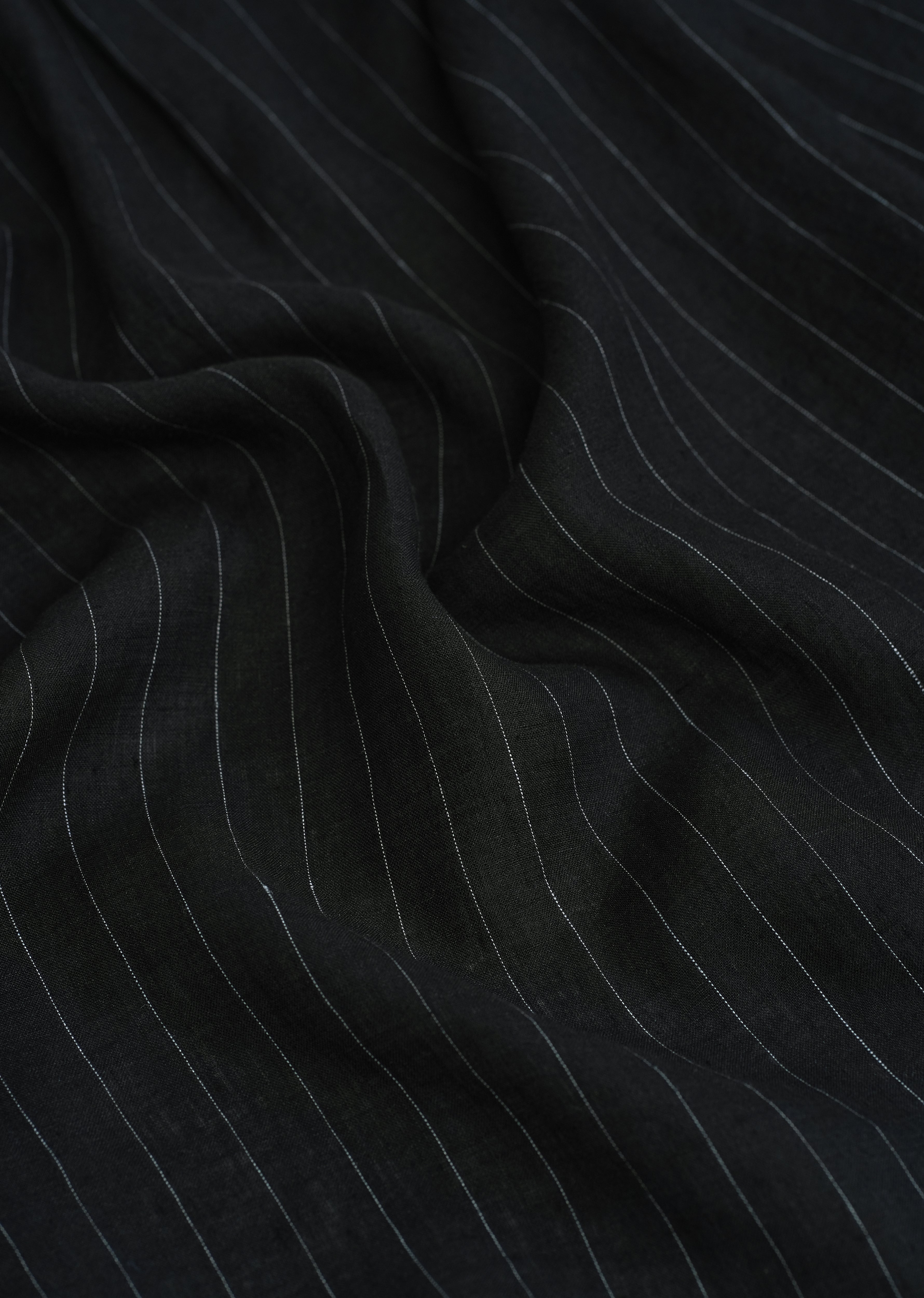 Black Striped Pure Linen Shirt