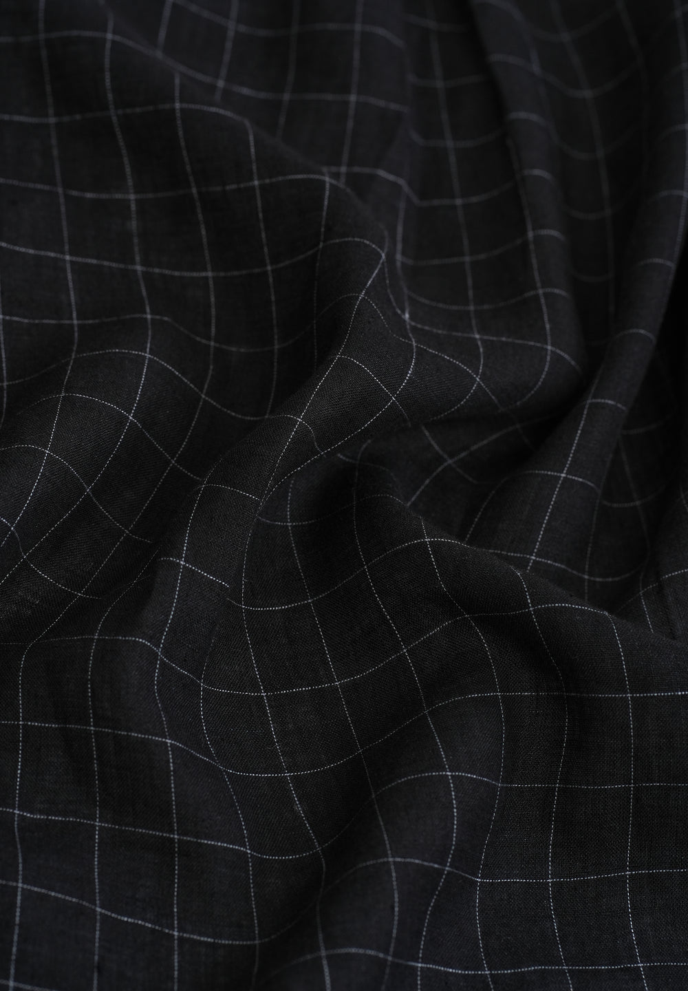 Black 100% Pure Linen Classic Check Shirt