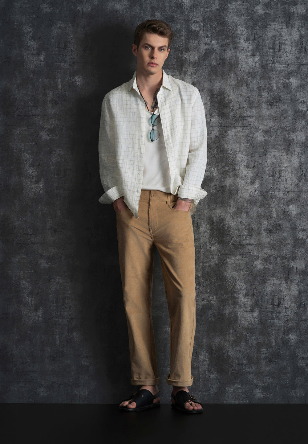 Off-White 100% Pure Linen Check Shirt