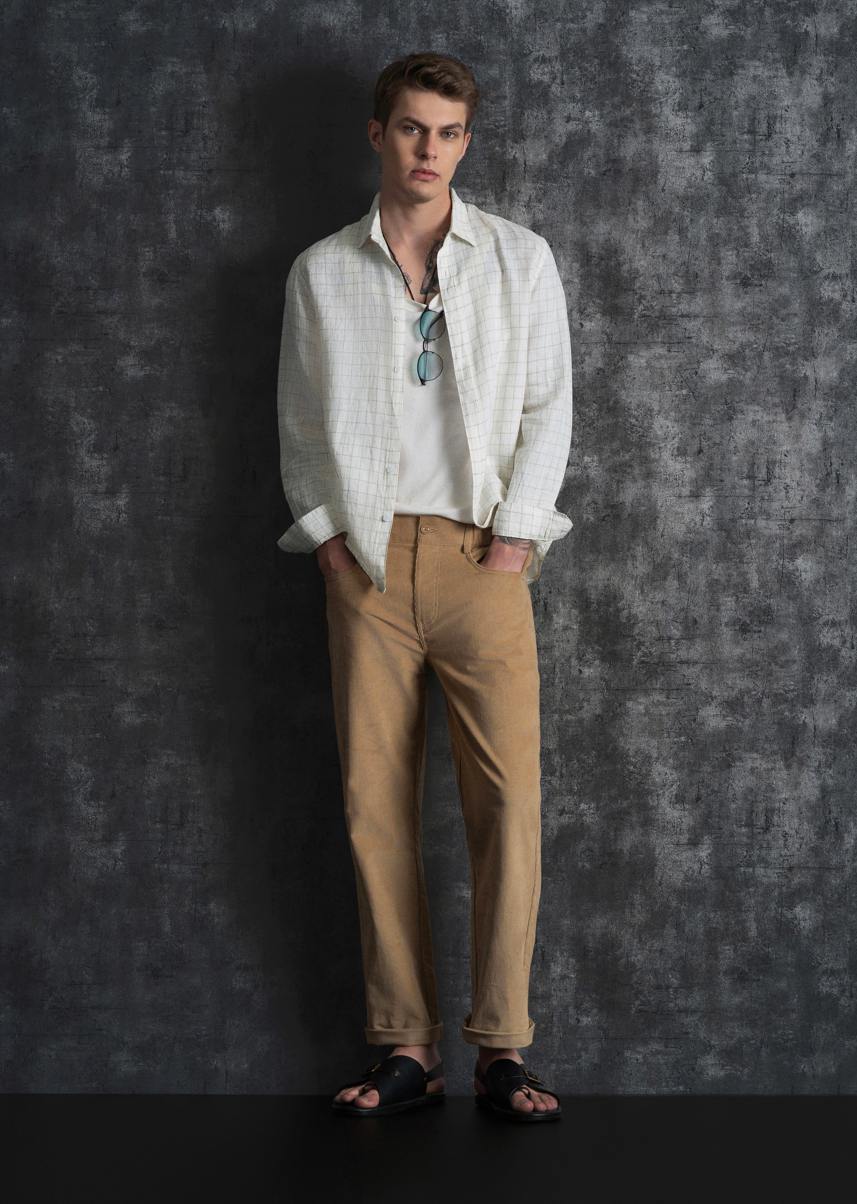 Off-White 100% Pure Linen Check Shirt