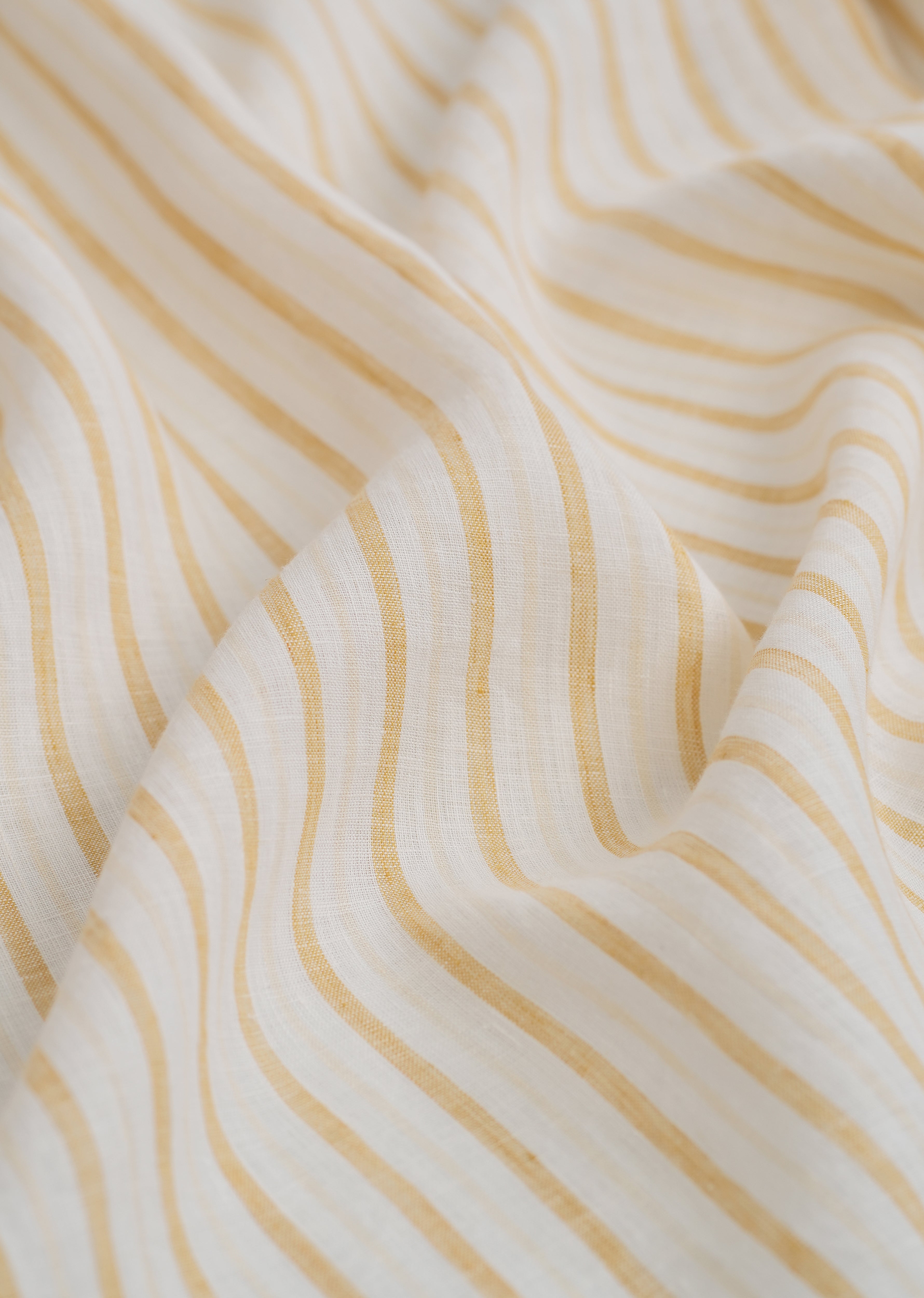 100% Linen Yellow Self-Stripe Shirt