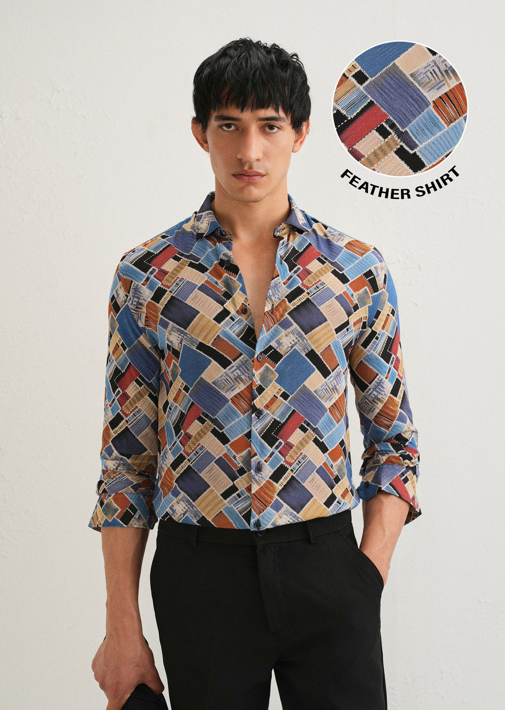Blue Block Feather Shirt