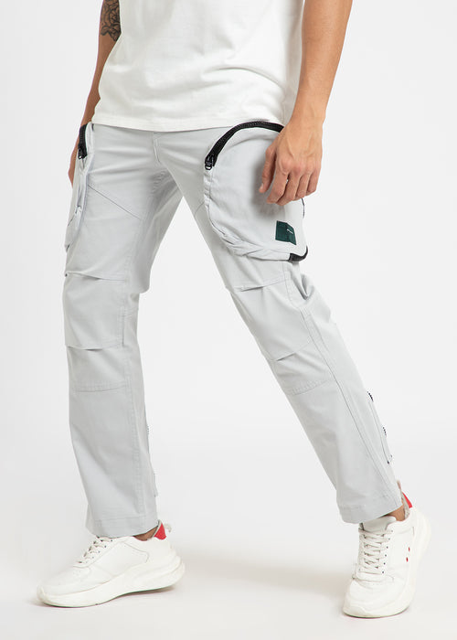 Light Gray Zipper Cargo Pant