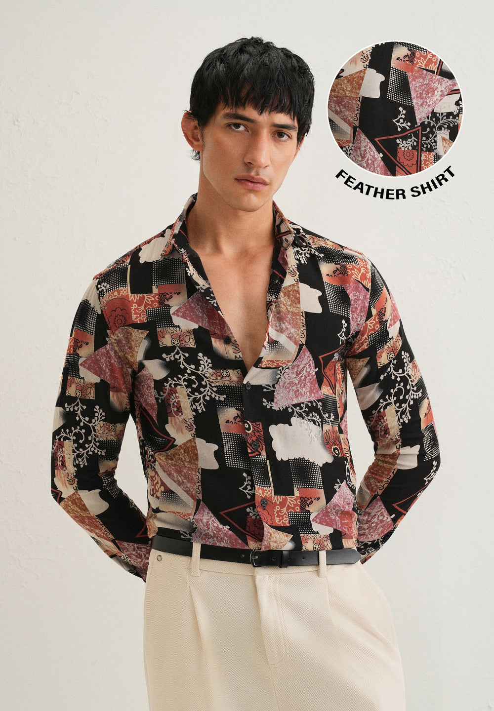 Red Abstract Feather Shirt