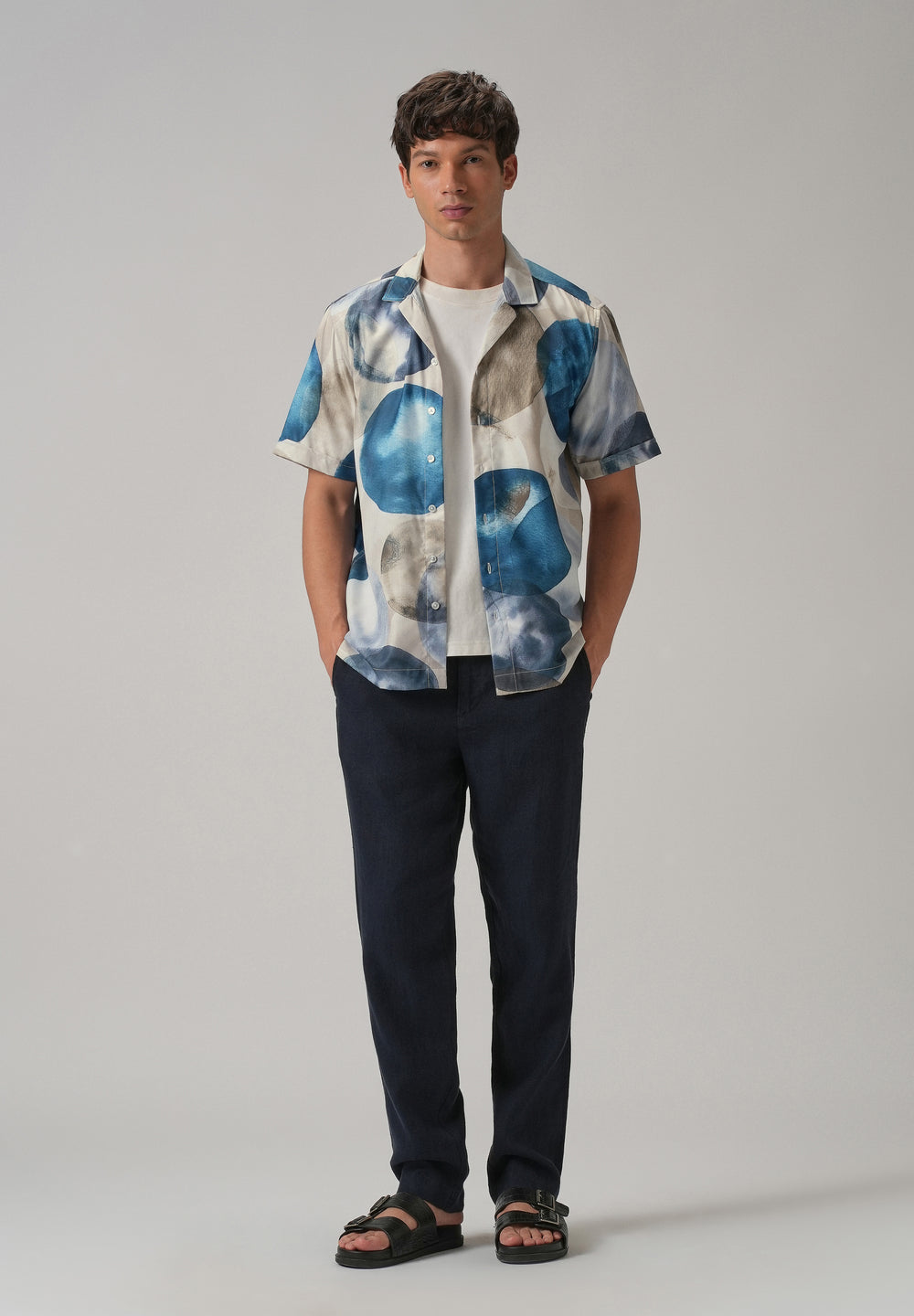 Abstract Blue Half Sleeve Shirt
