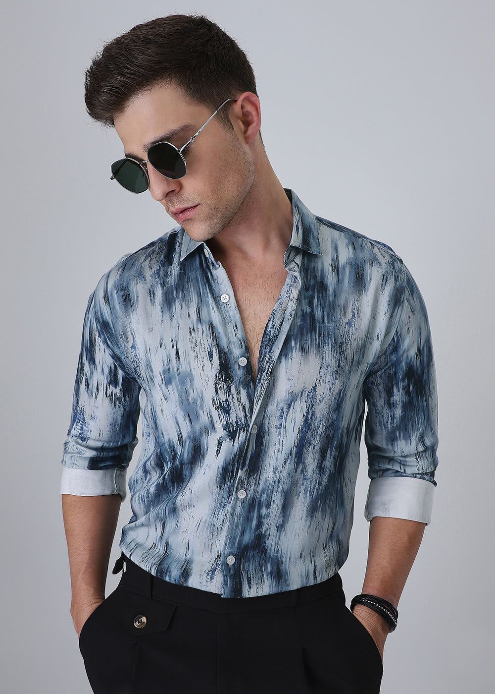 Abstract Blue Printed Shirt