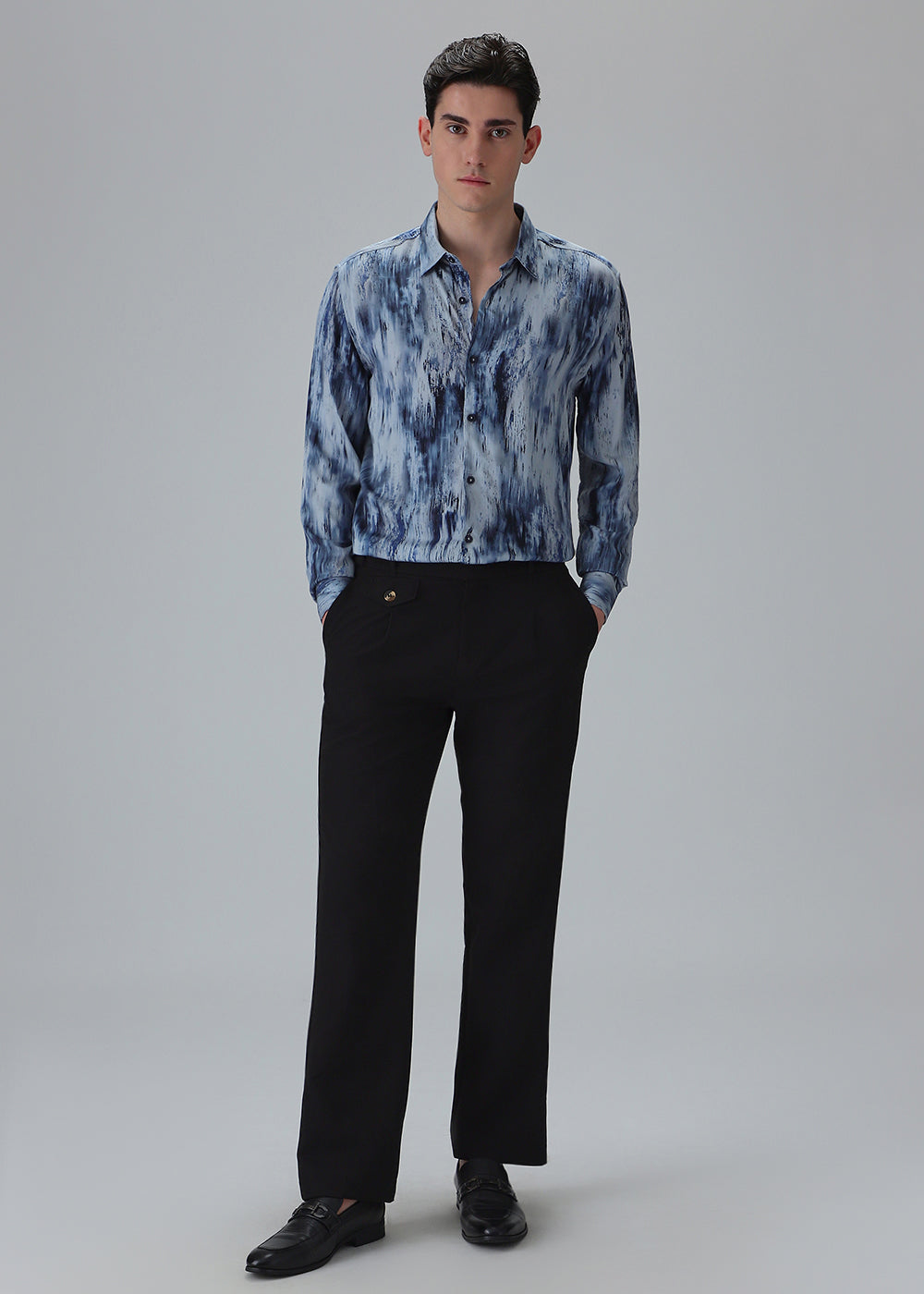 Abstract Blue Printed Shirt