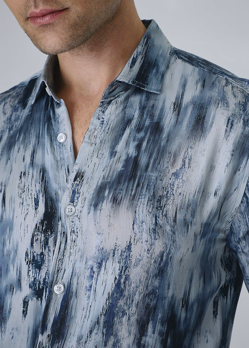 Abstract Blue Printed Shirt