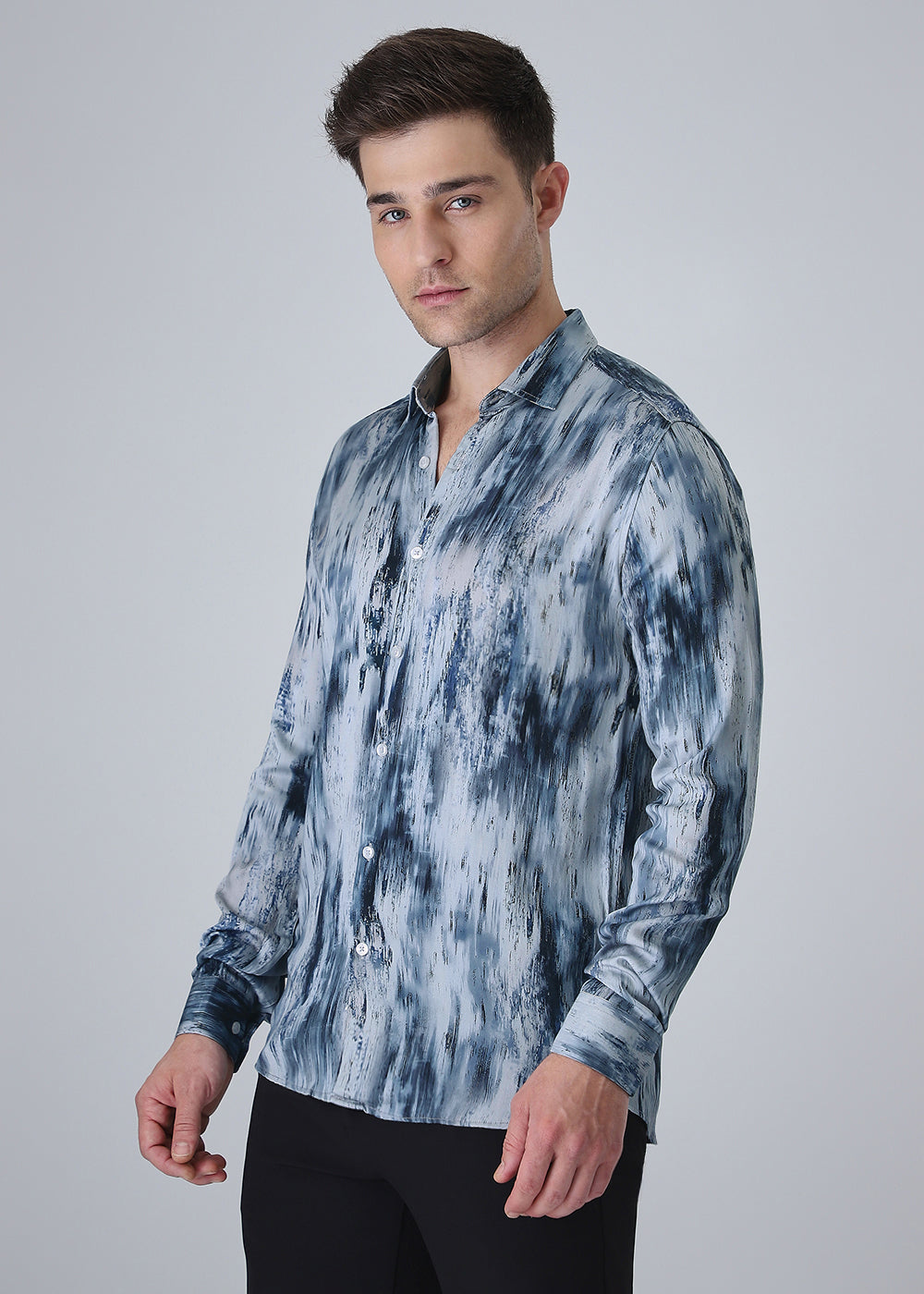 Abstract Blue Printed Shirt