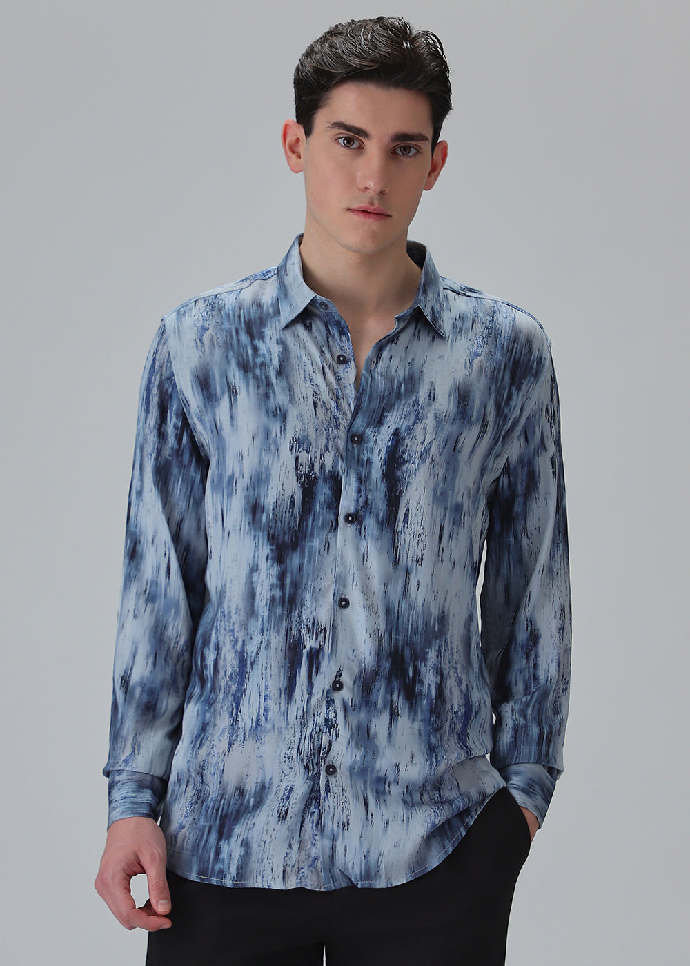 Abstract Blue Printed Shirt