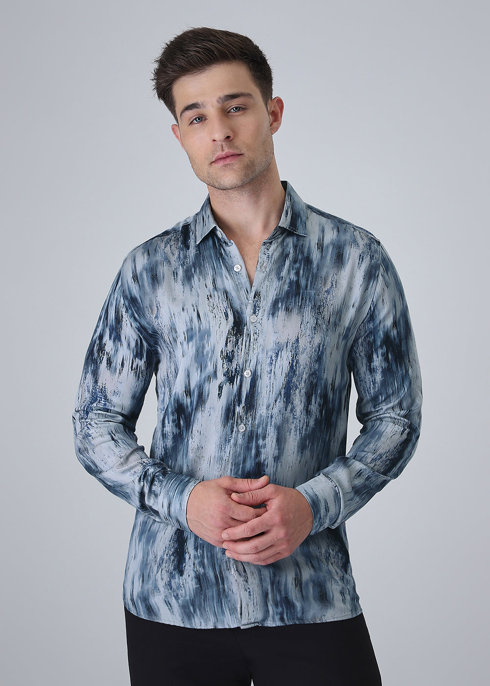 Abstract Blue Printed Shirt