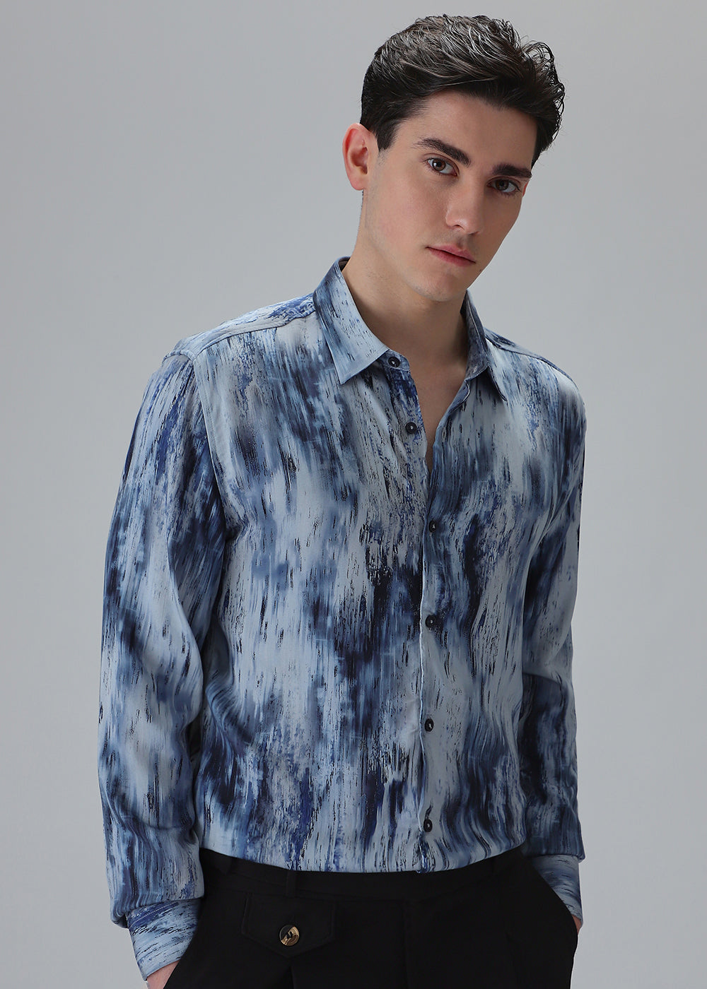 Abstract Blue Printed Shirt