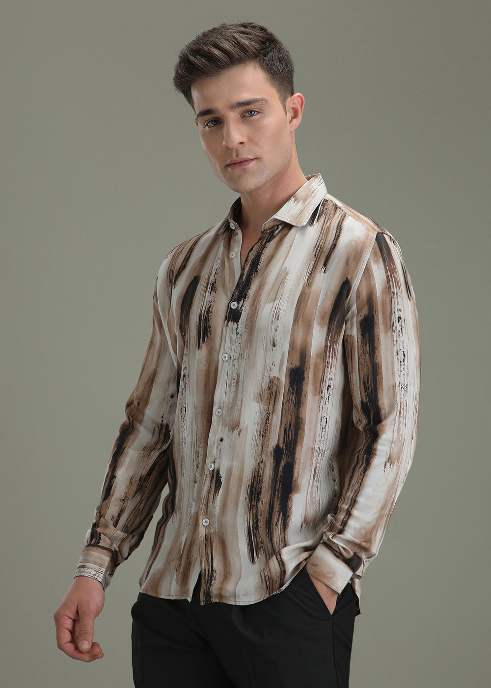 Abstract Brown Printed Shirt