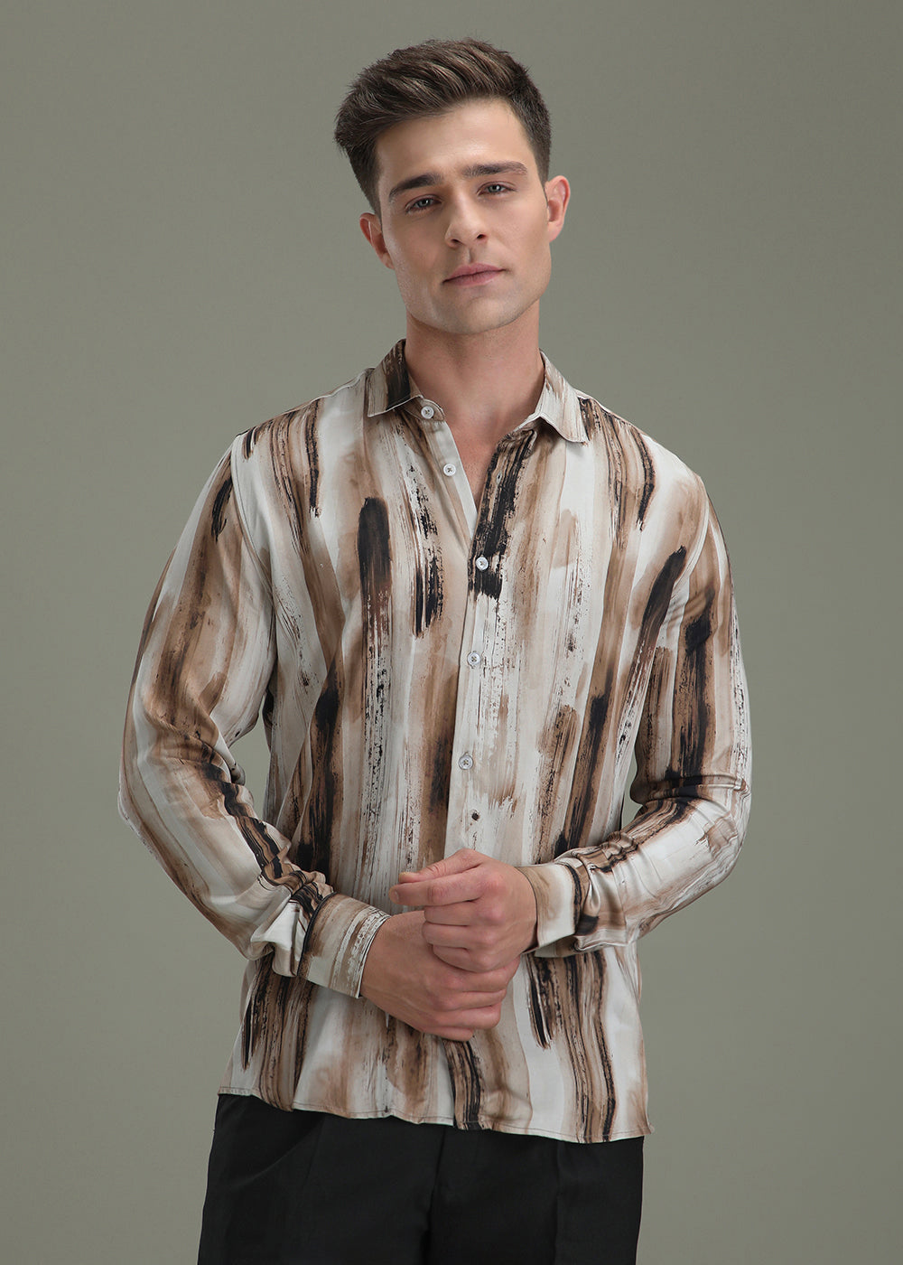 Abstract Brown Printed Shirt