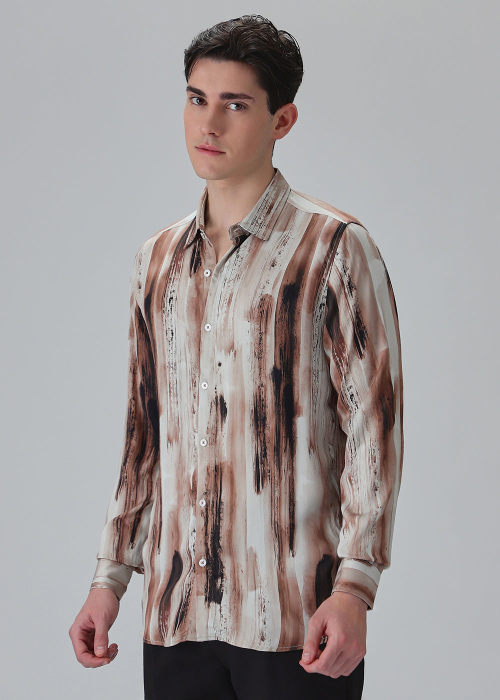 Abstract Brown Printed Shirt