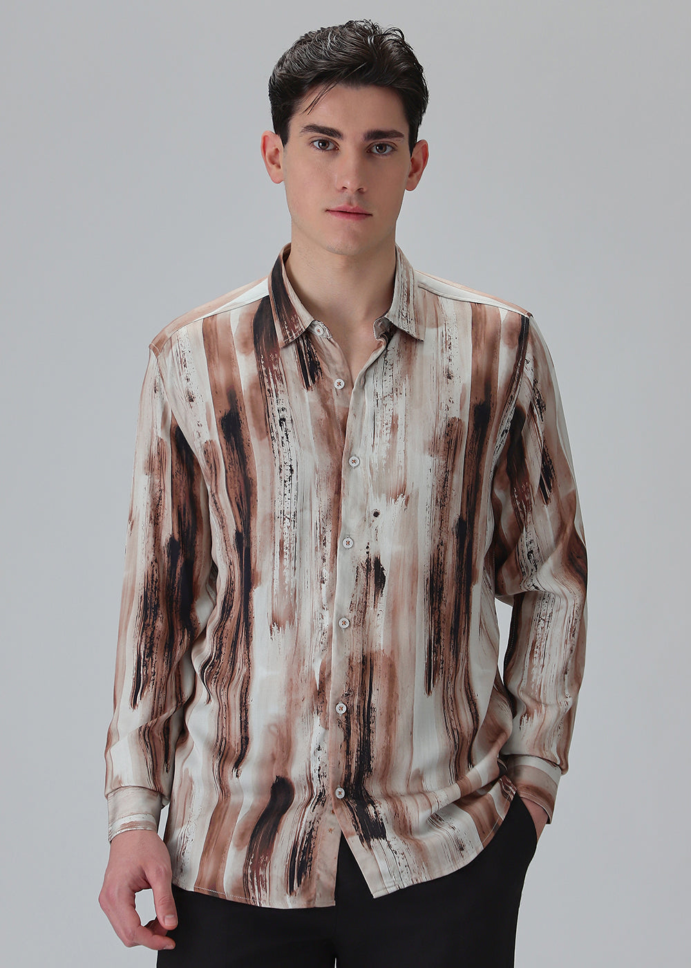 Abstract Brown Printed Shirt