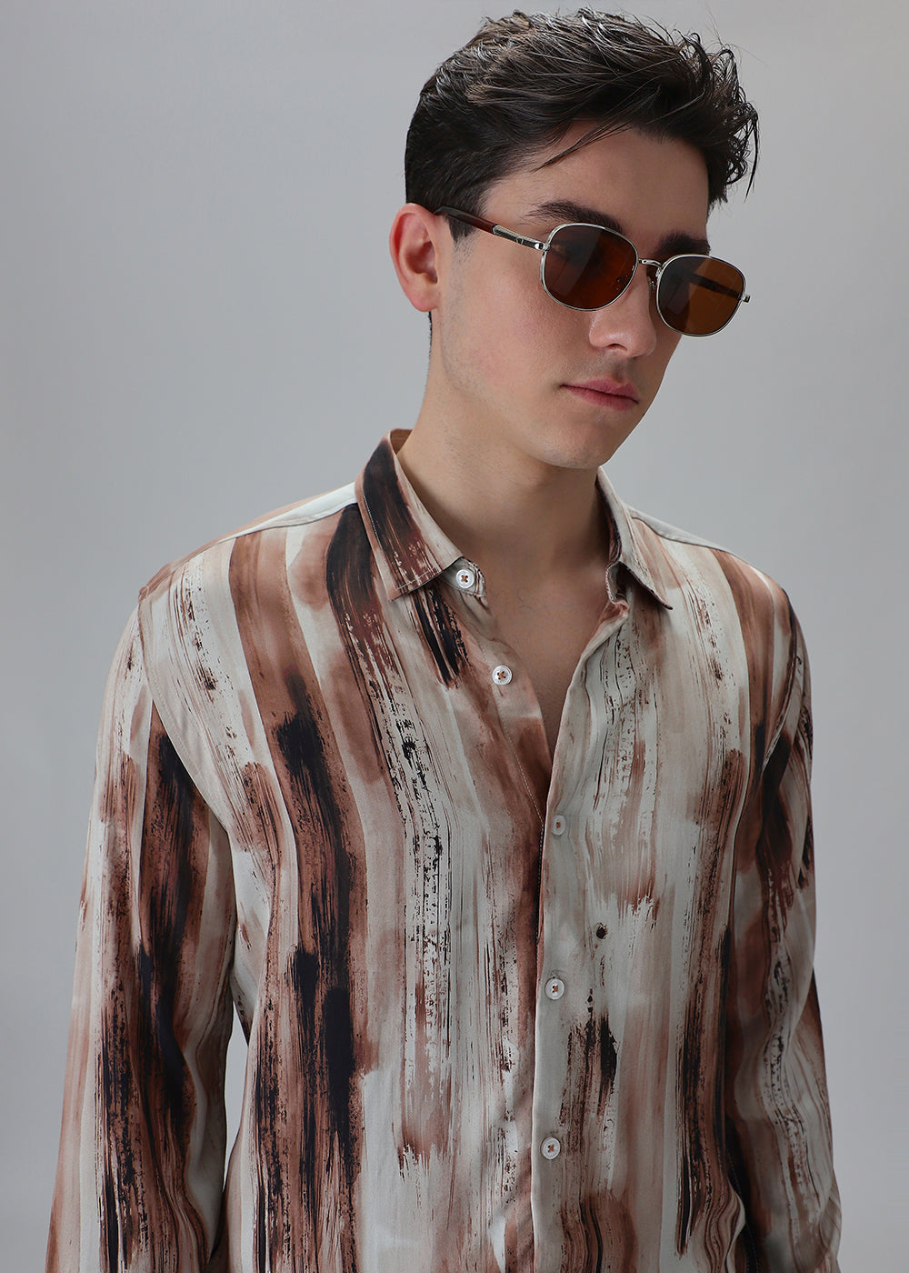 Abstract Brown Printed Shirt