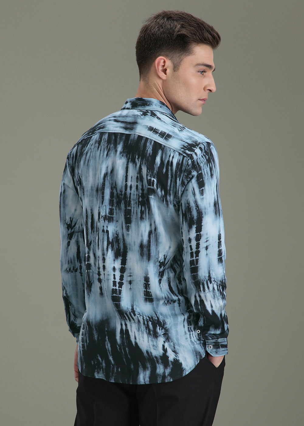 Abstract Dark Blue Printed Shirt