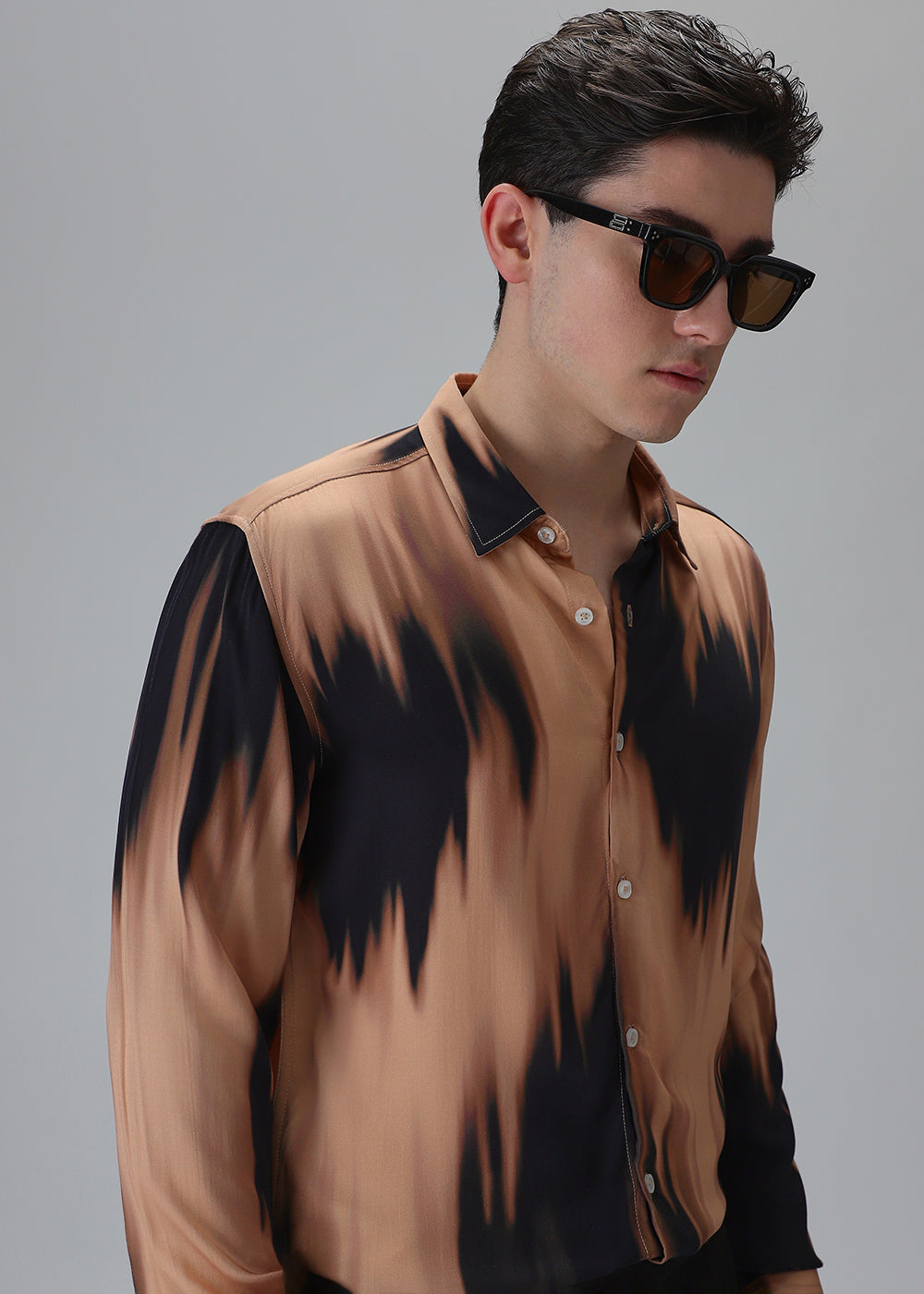 Abstract Dark Peach Printed Shirt