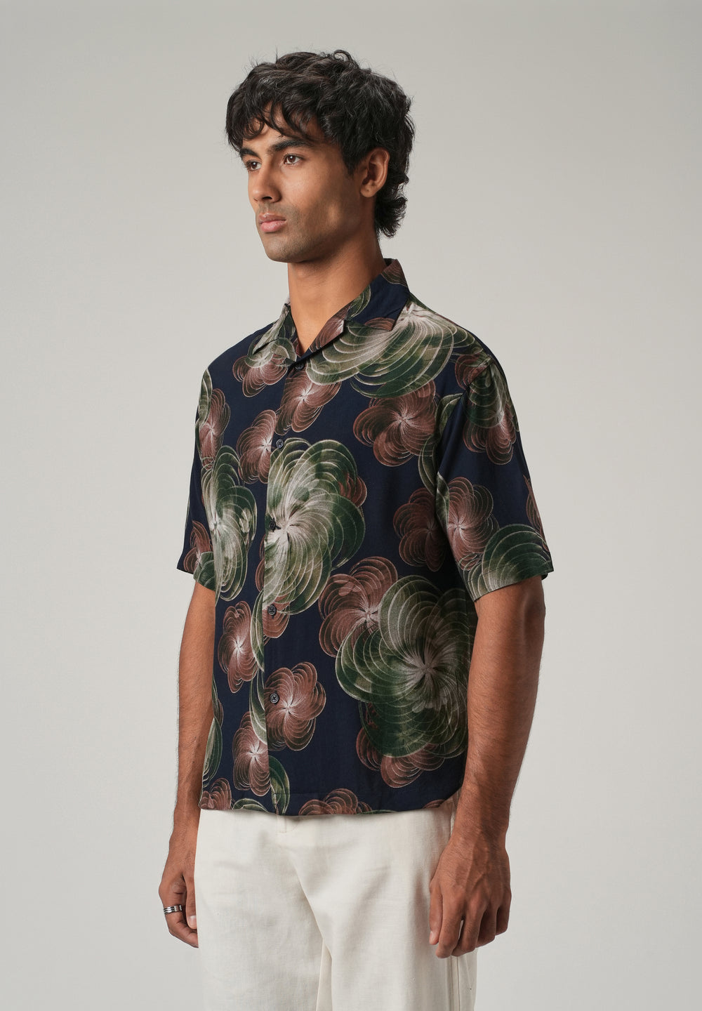 Abstract Floral Oversized Feather Shirt