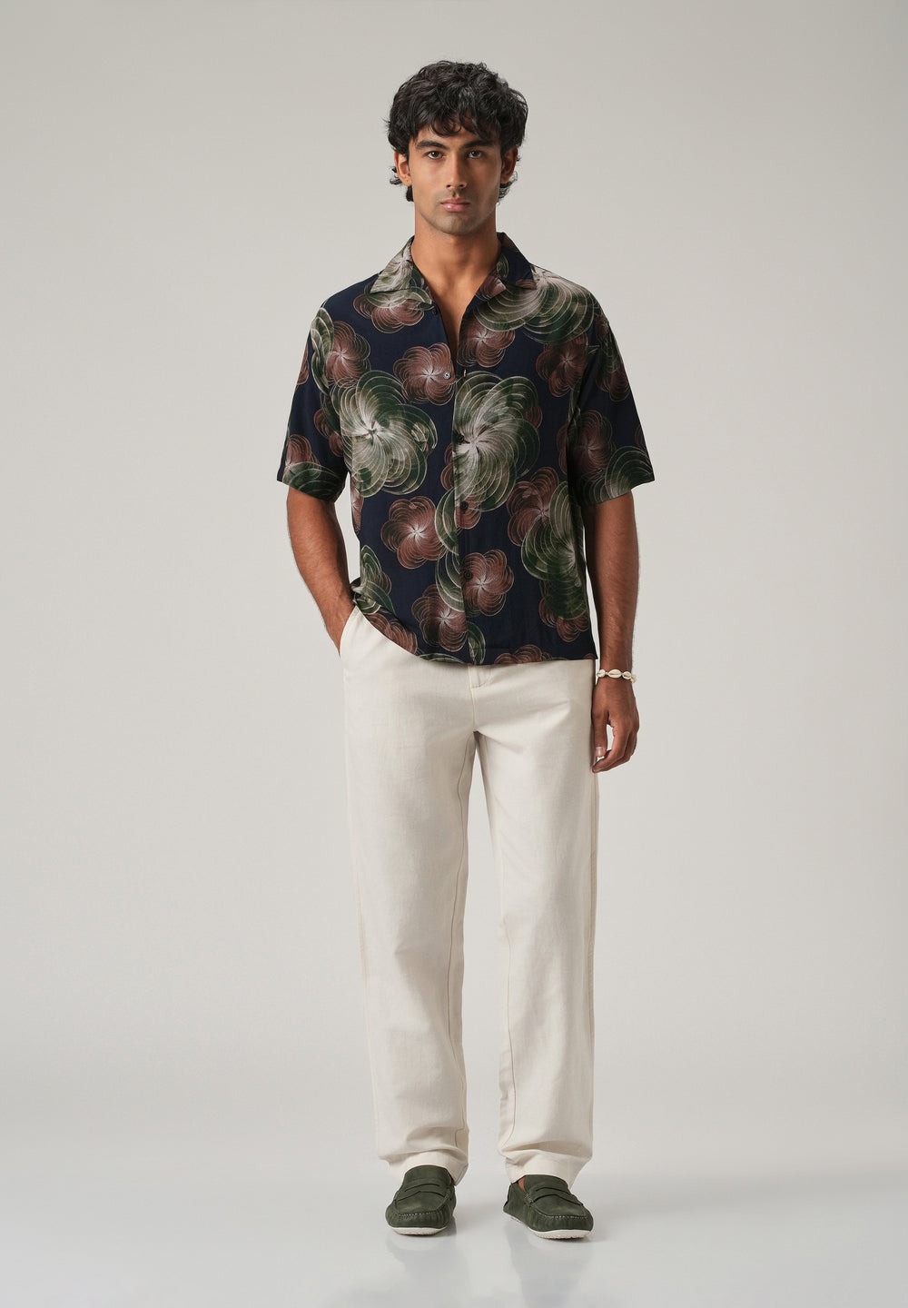 Abstract Floral Oversized Feather Shirt