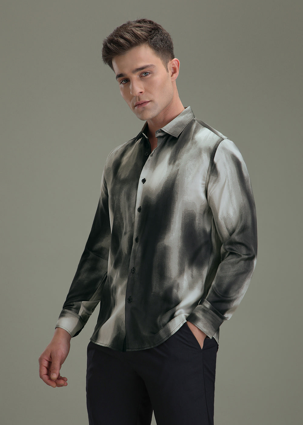 Abstract Grey Printed Shirt