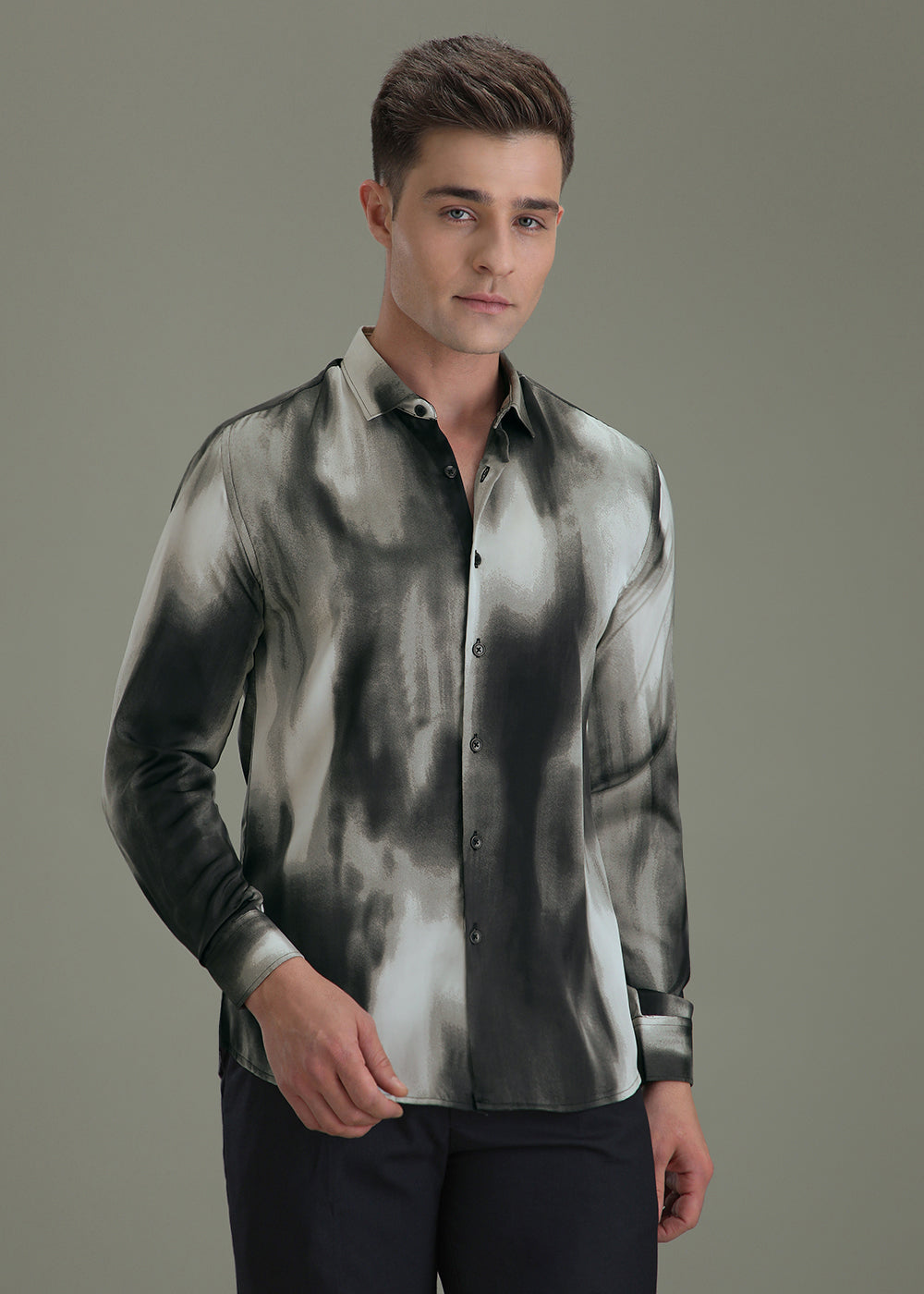 Abstract Grey Printed Shirt