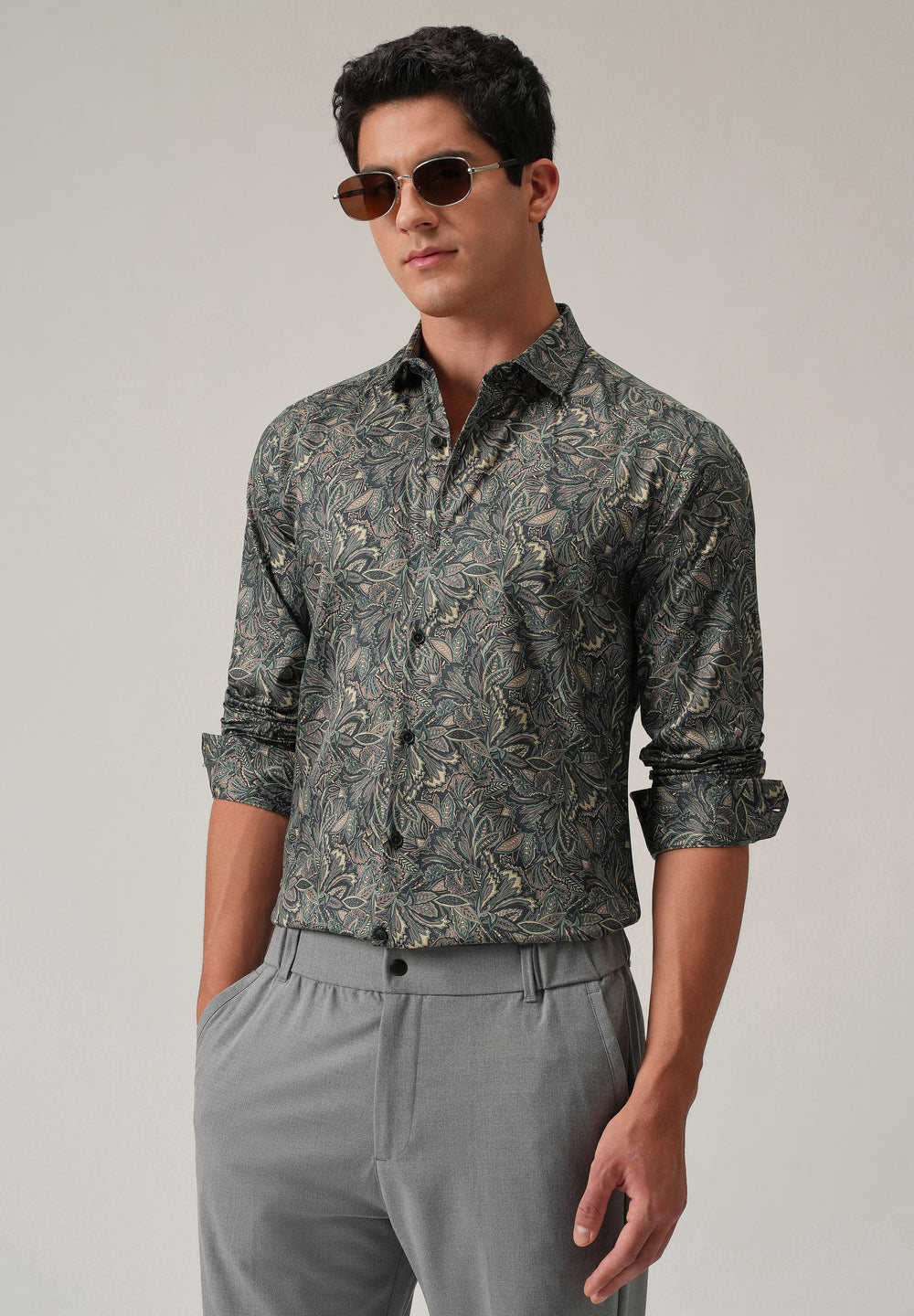 Abstract Leaf Print Shirt