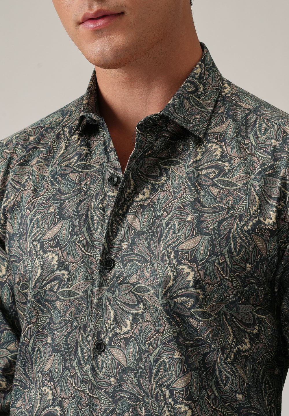 Abstract Leaf Print Shirt