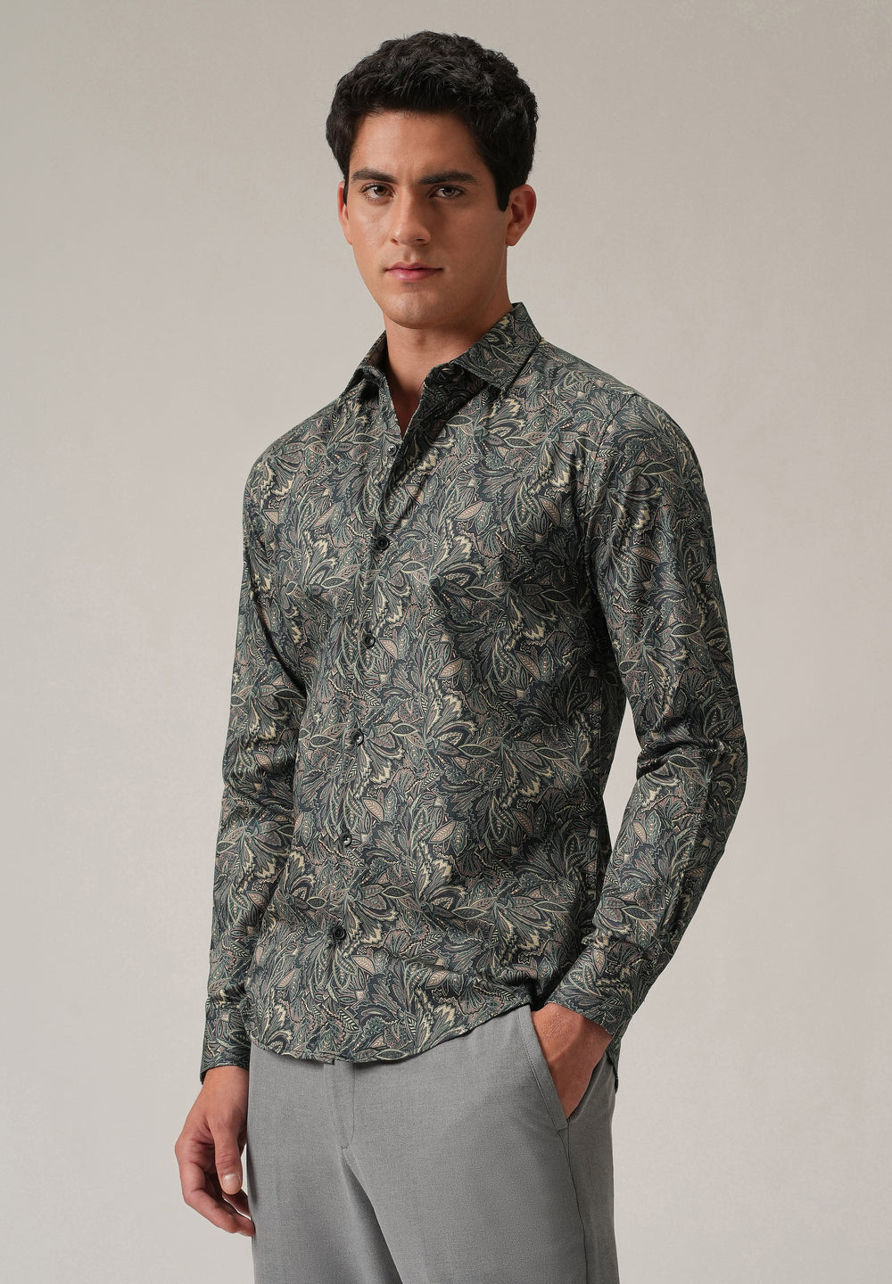 Abstract Leaf Print Shirt
