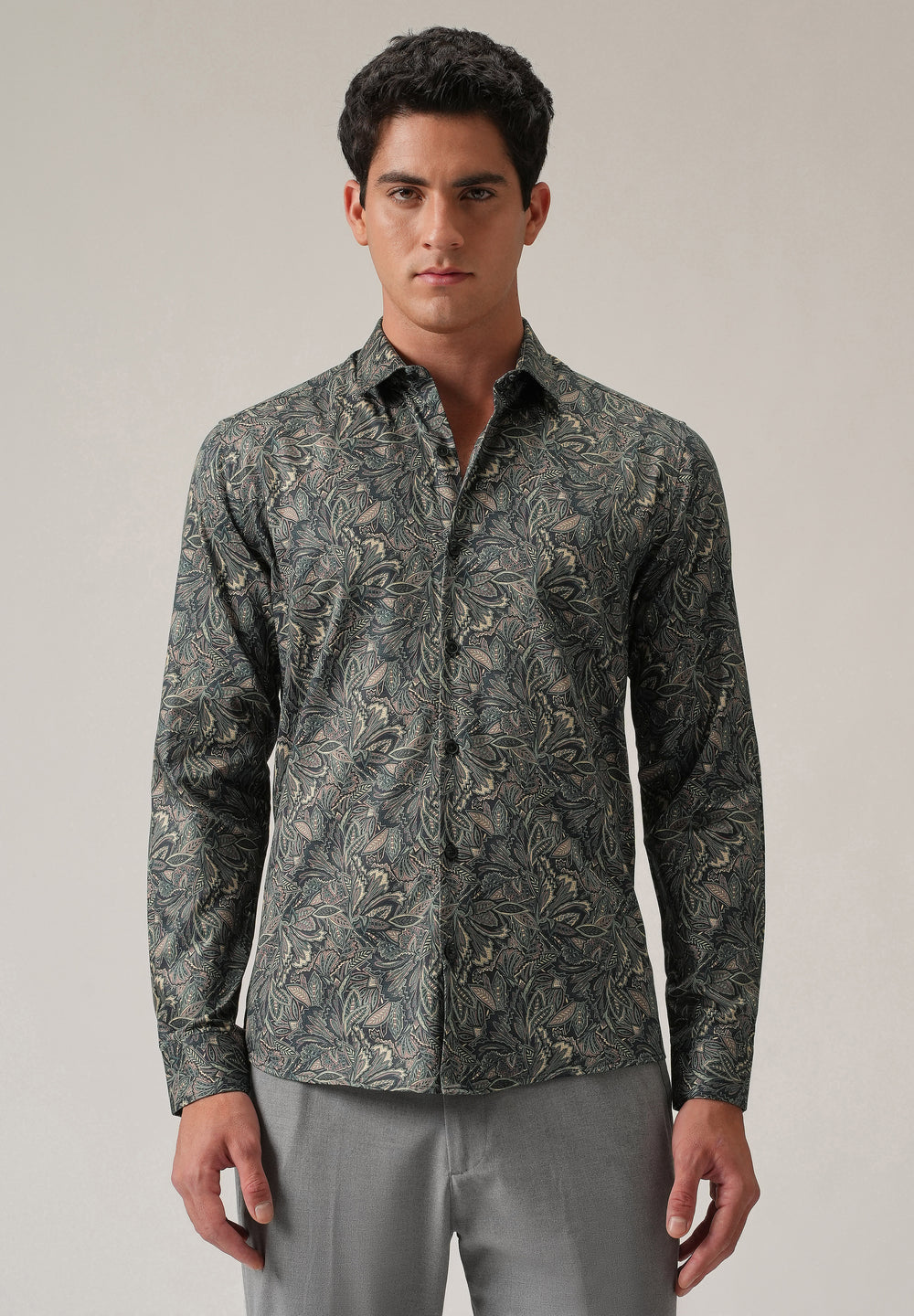 Abstract Leaf Print Shirt