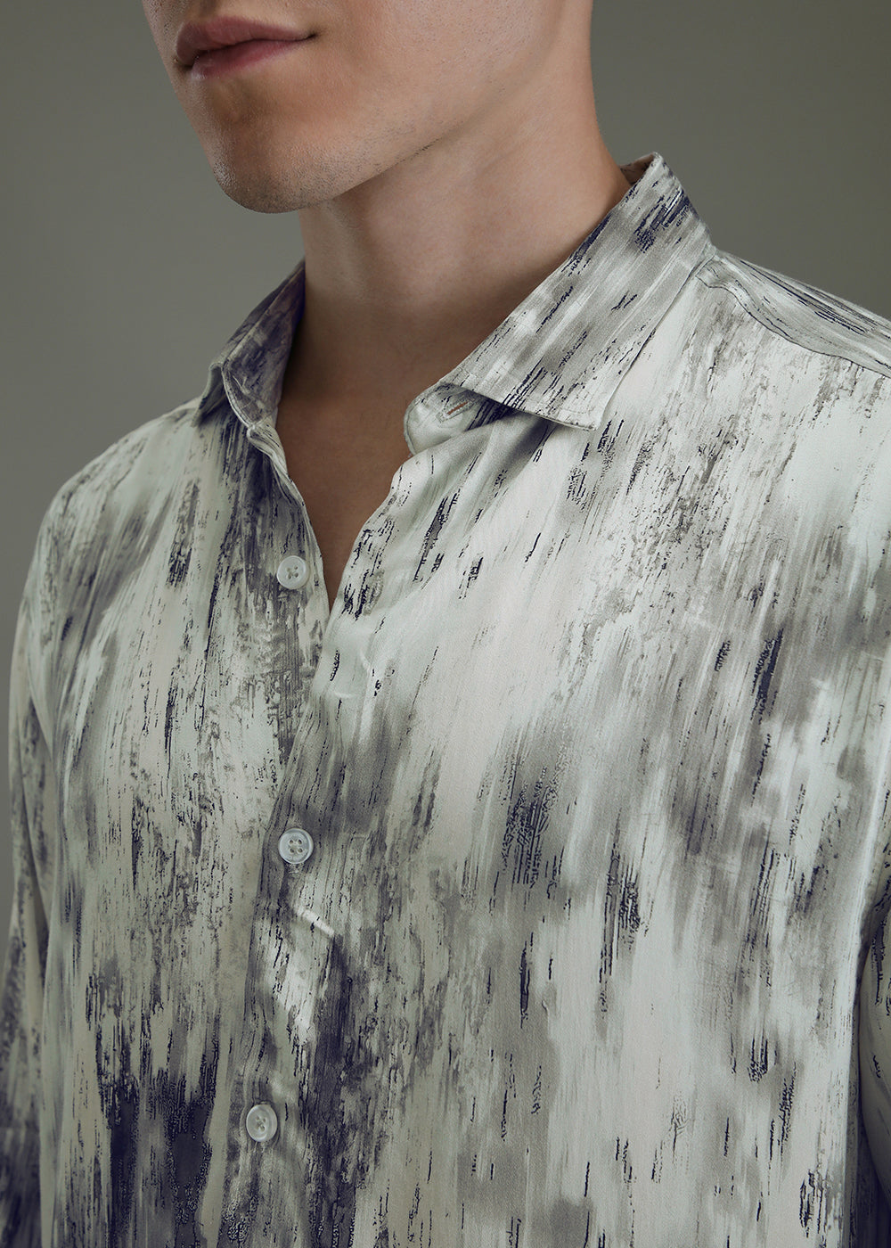 Abstract Gradient Grey Printed Shirt