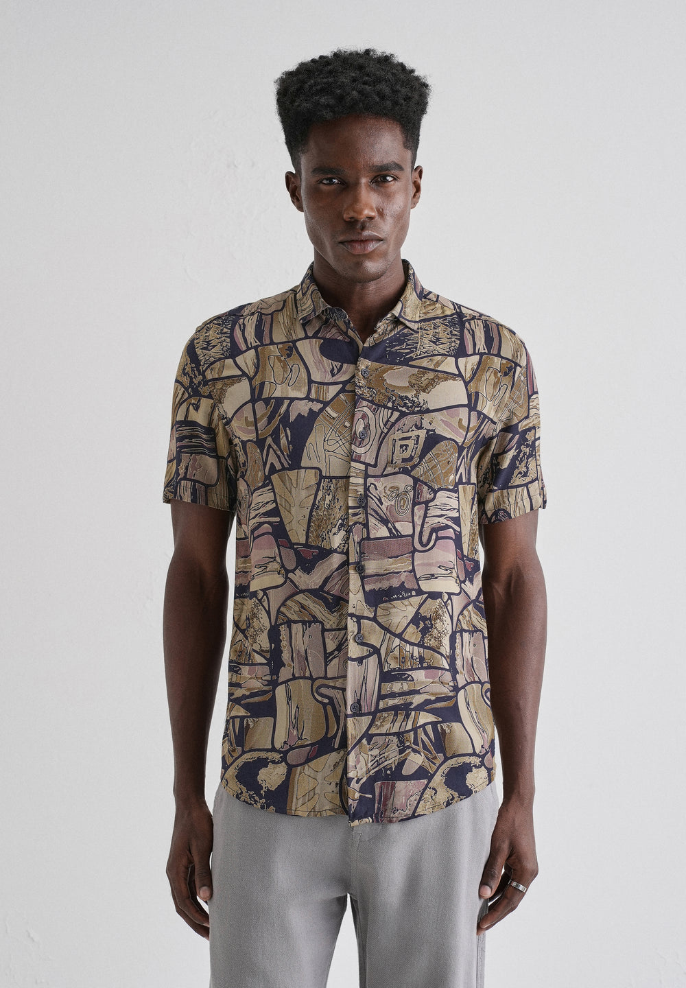 Abstract Mosaic Feather shirt
