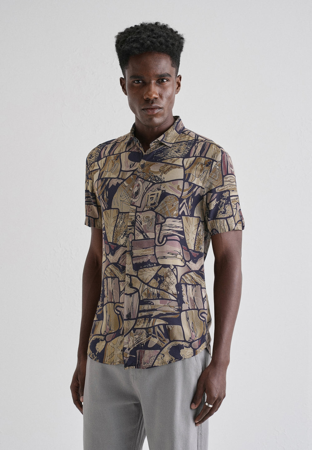 Abstract Mosaic Feather shirt