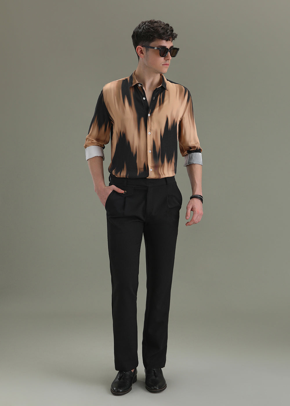 Abstract Dark Peach Printed Shirt