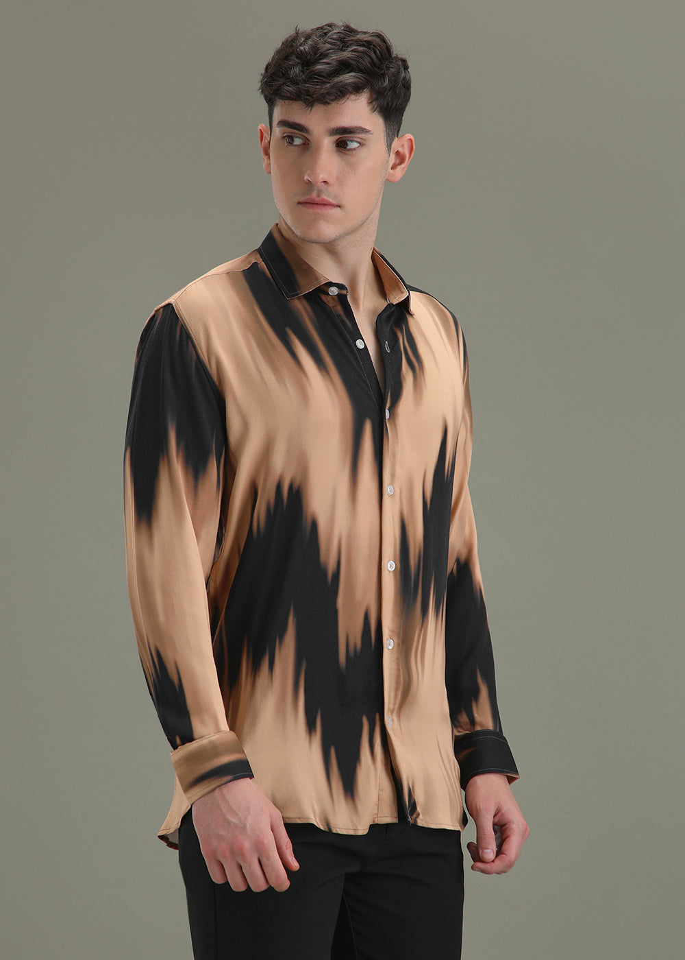 Abstract Dark Peach Printed Shirt