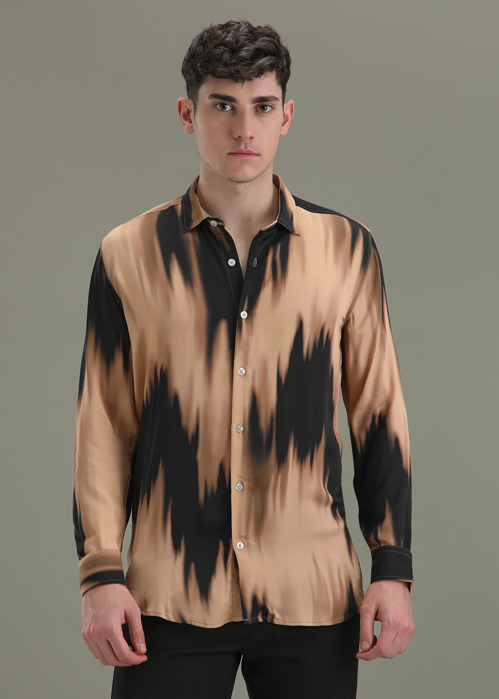 Abstract Dark Peach Printed Shirt