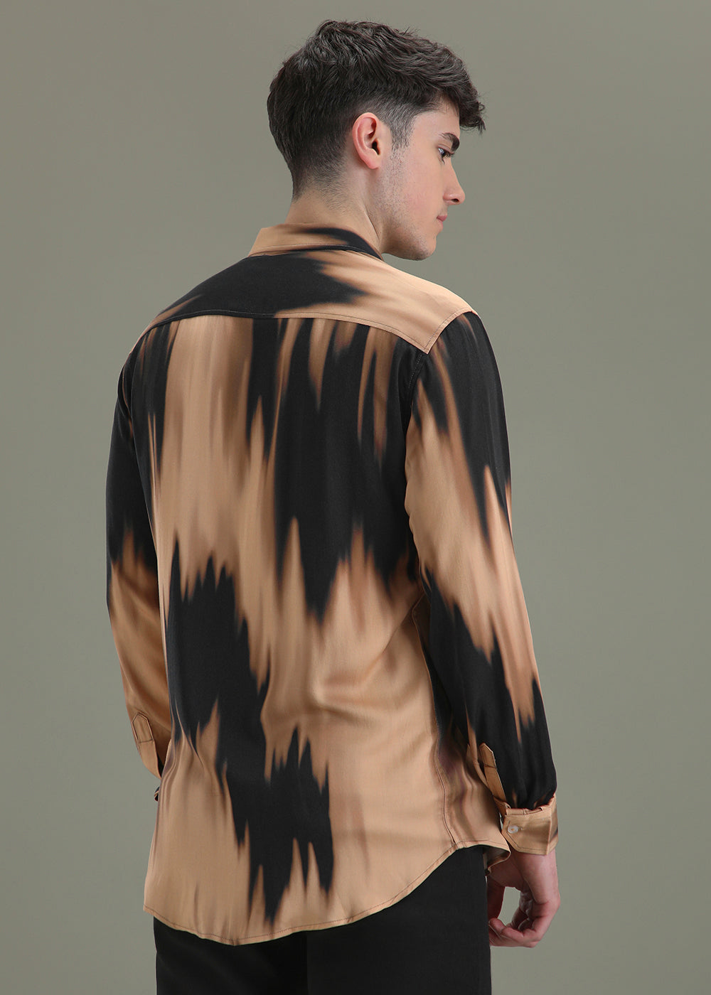 Abstract Dark Peach Printed Shirt