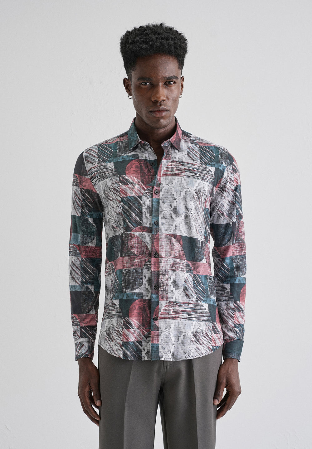 Abstract Print Full-Sleeves Shirt